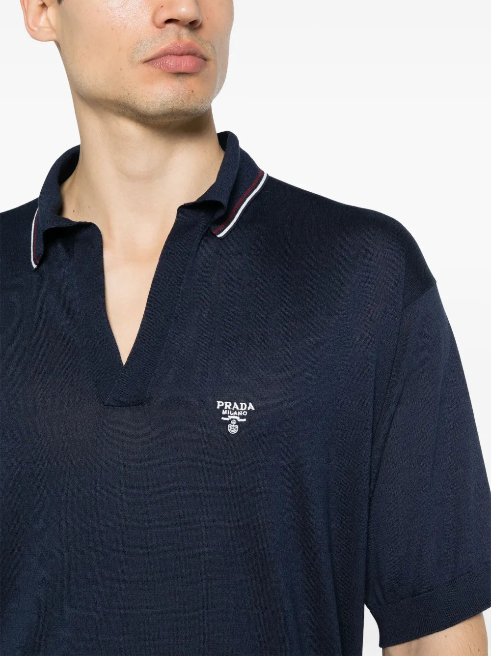 Polos Polo en soie Prada Bleu foncé Homme