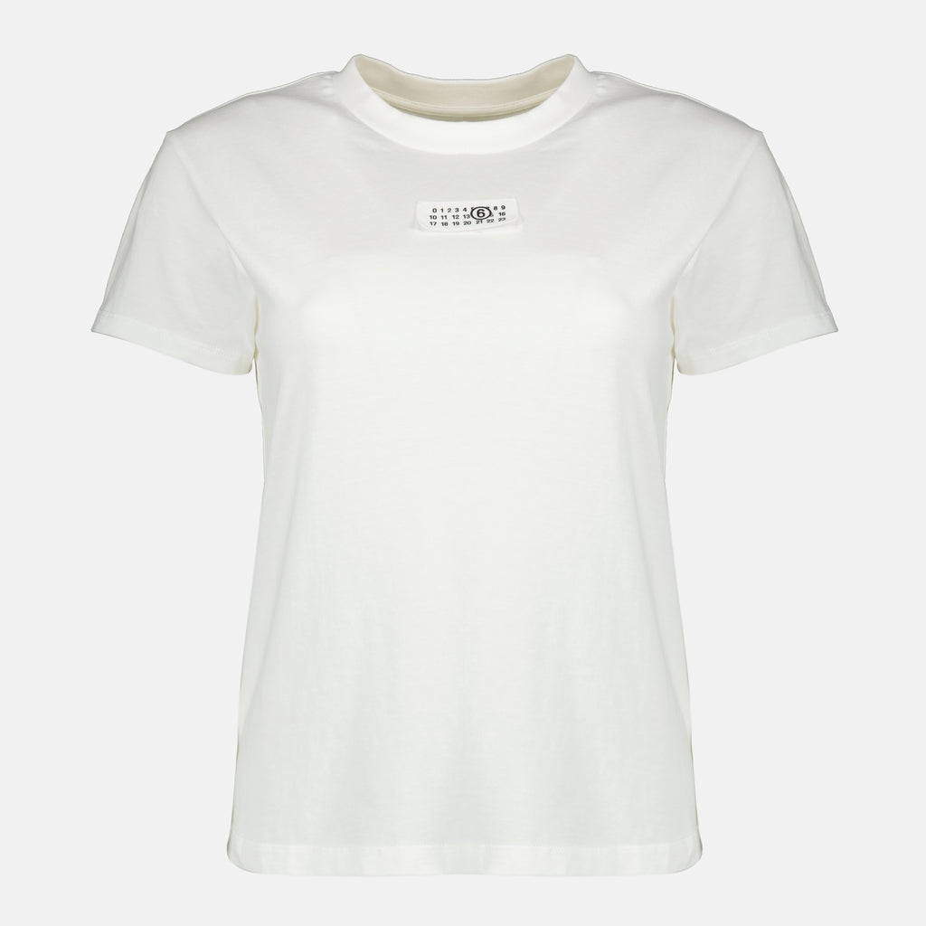 Bild des weißen Numeric T-Shirts von Mm6 für Damen - Frühling-Sommer 2026 - Vorderansicht