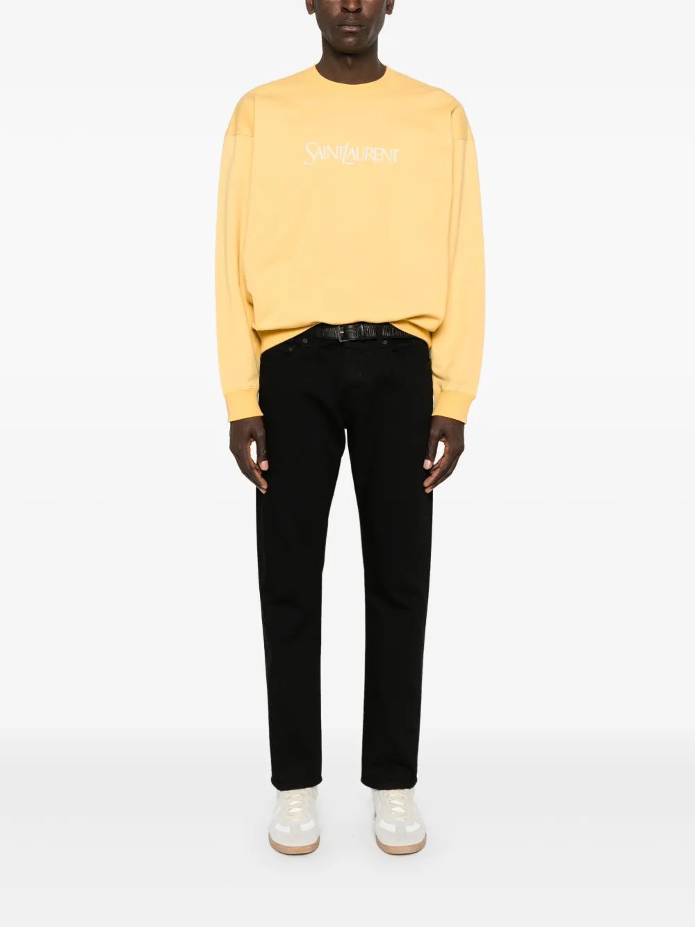 Sweatshirts Embroidered Logo Sweatshirt Saint Laurent Yellow Homme