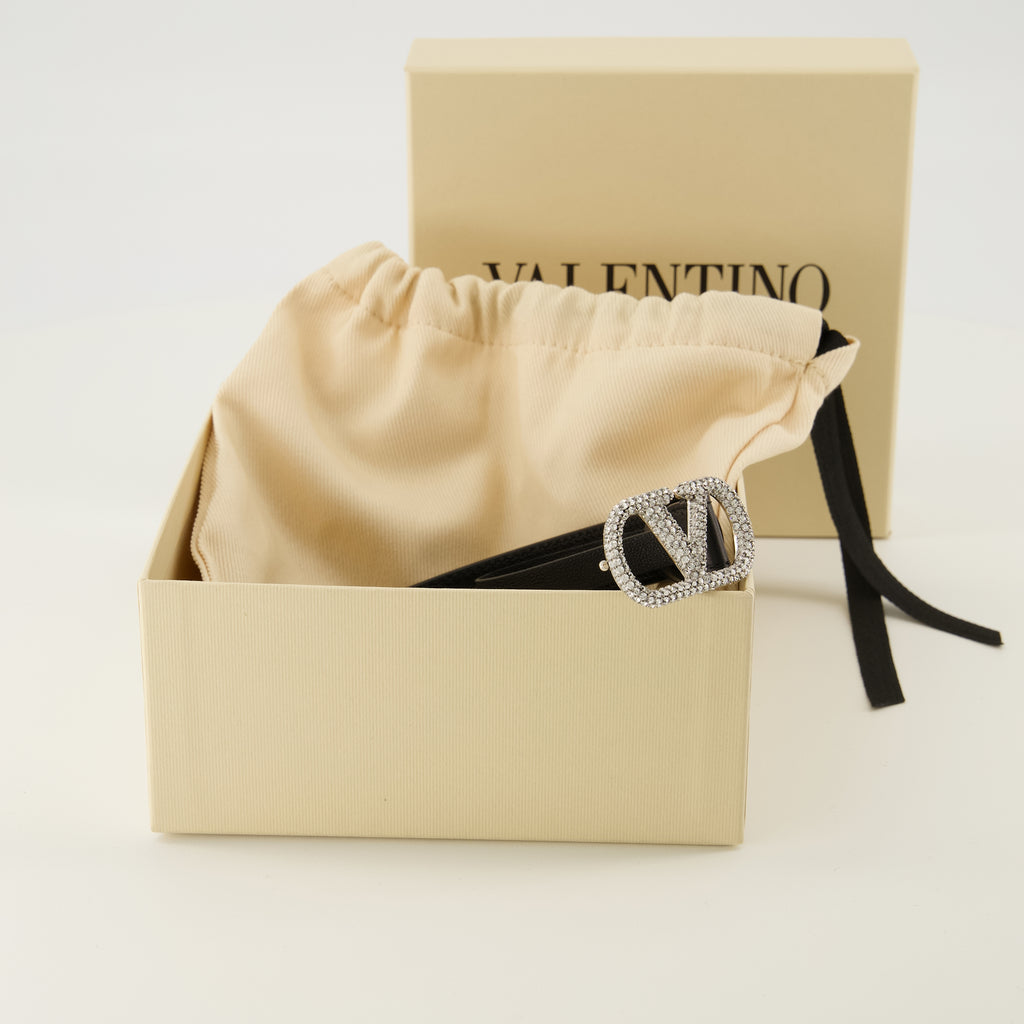 Image de l'article Ceinture Vlogo avec cristaux noir 20 mm de la marque Valentino Garavani pour Femme - Saison Printemps-Été 2026 - Vue détaillée_2