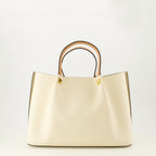 Imagen de la bolsa tote de cuero beige de la marca Valentino Garavani para Mujer - Temporada Primavera-Verano 2026 - Vista Trasera