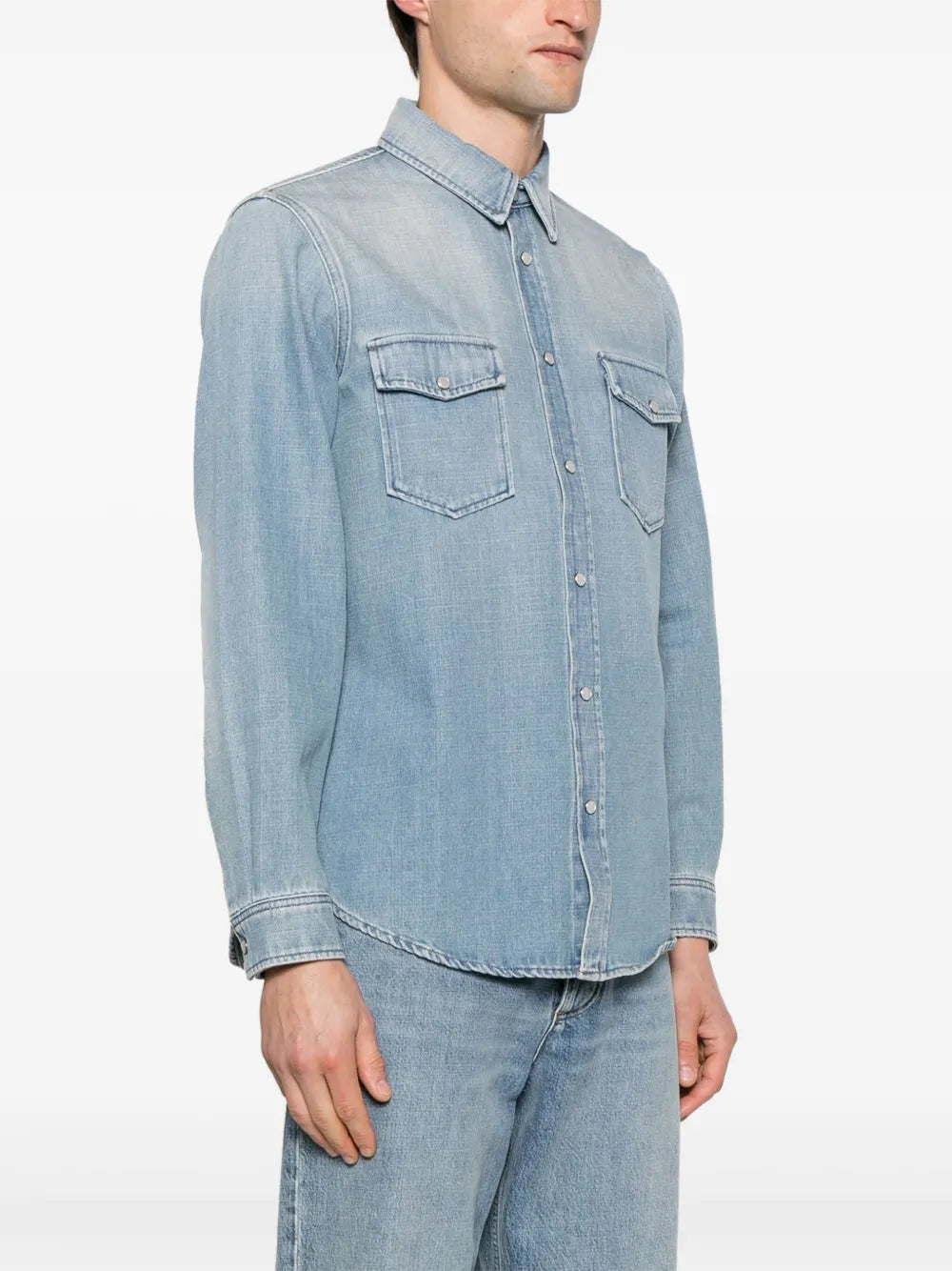 Shirts Faded Denim Shirt Saint Laurent Blue Man