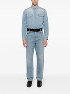 Shirts Faded Denim Shirt Saint Laurent Blue Man