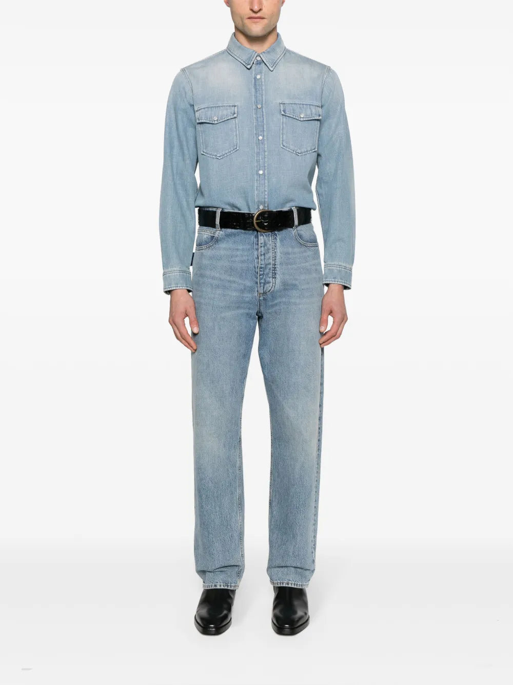 Shirts Faded Denim Shirt Saint Laurent Blue Man