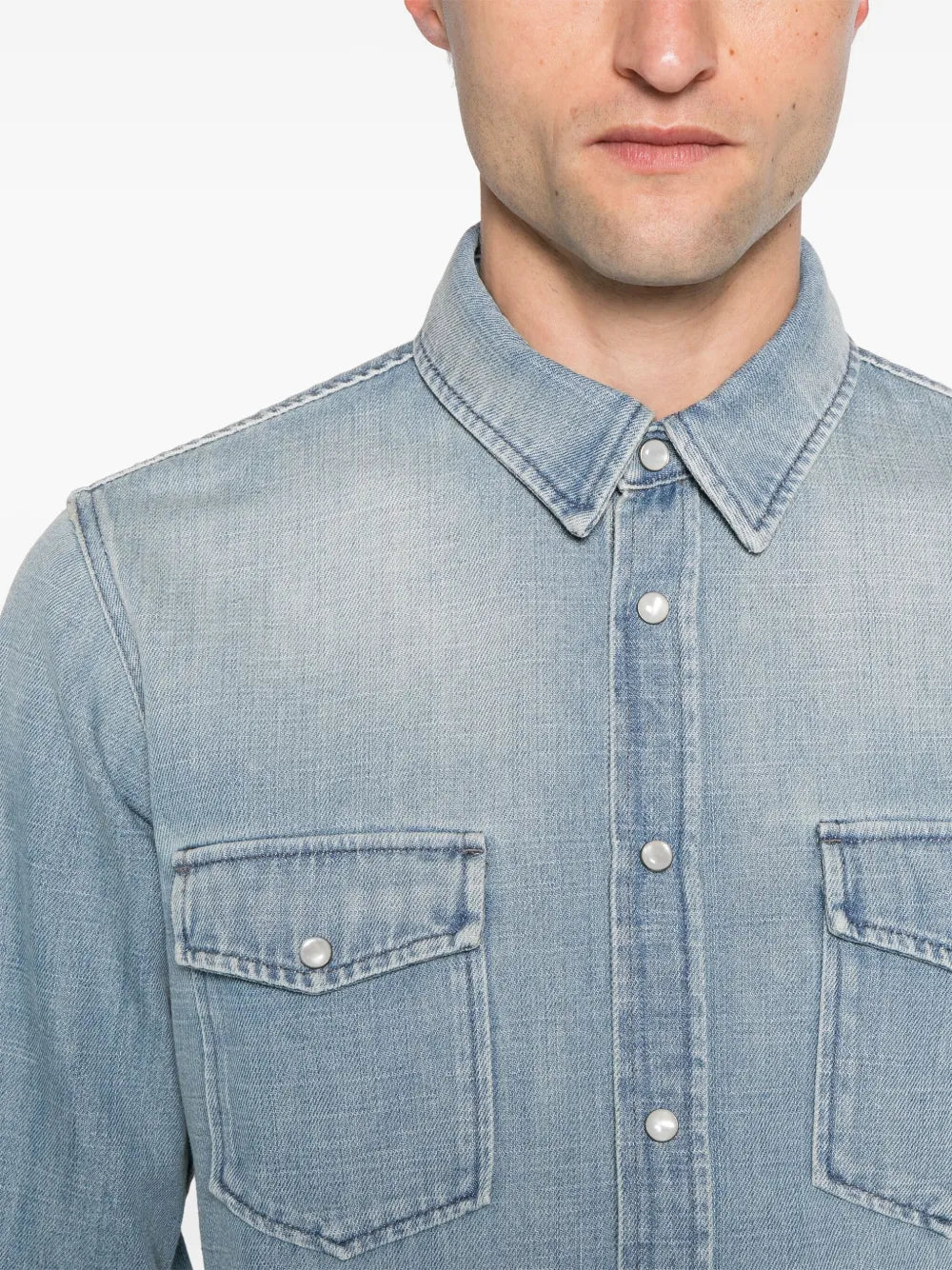 Shirts Faded Denim Shirt Saint Laurent Blue Man