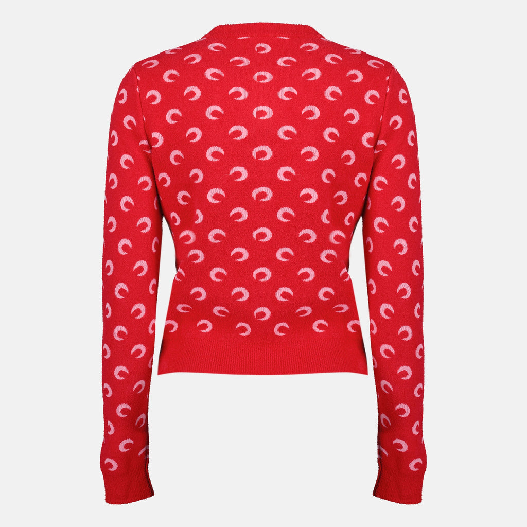 Maille ムーン ブークレ カーディガン レッド Marine Serre Rouge Femme