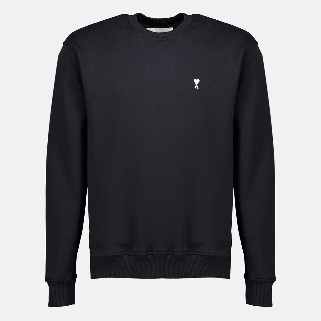 Sweatshirts Sweatshirt AMI de coeur noir en coton Ami PARIS Noir Homme