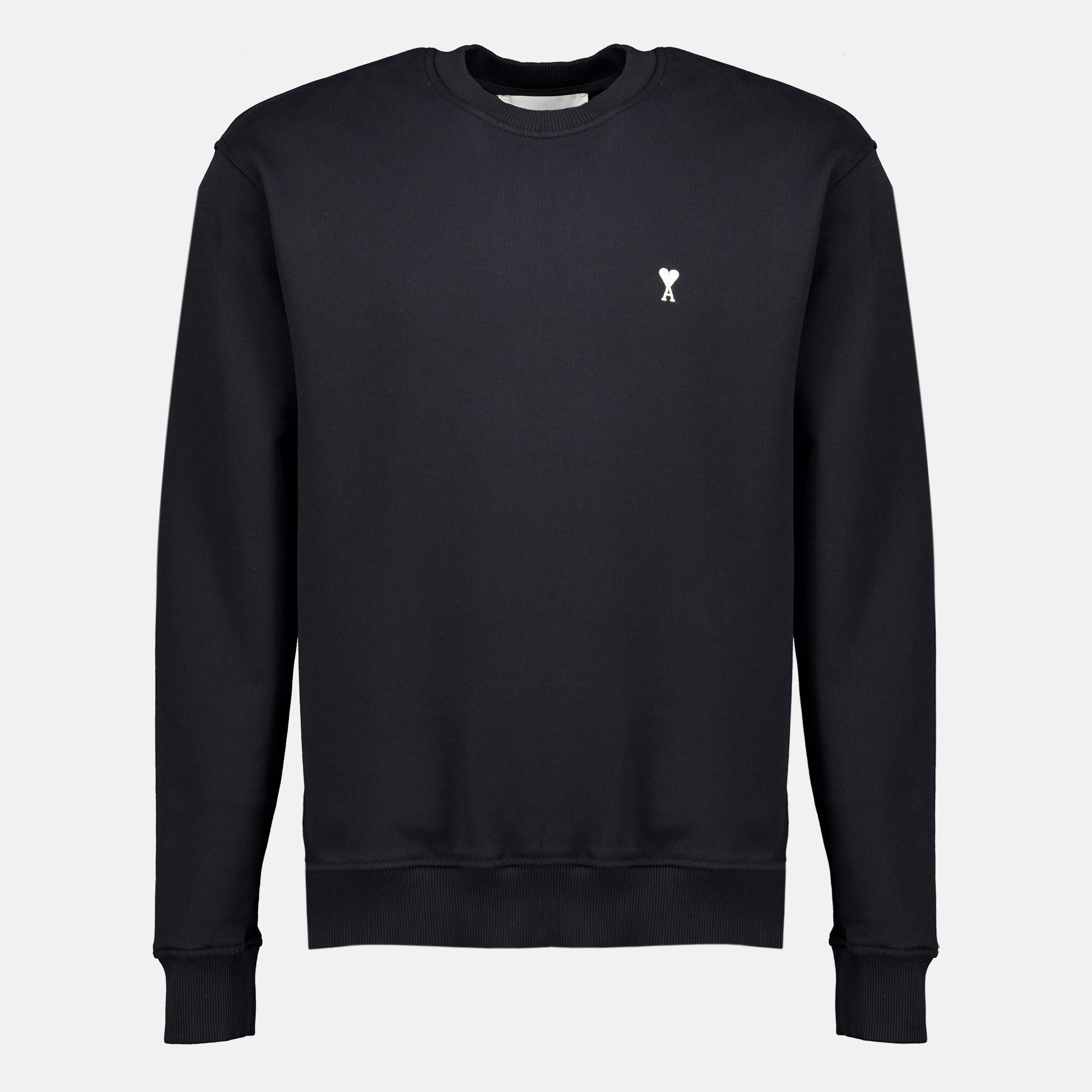 Sweatshirts Sweatshirt AMI de coeur noir en coton Ami PARIS Noir Homme
