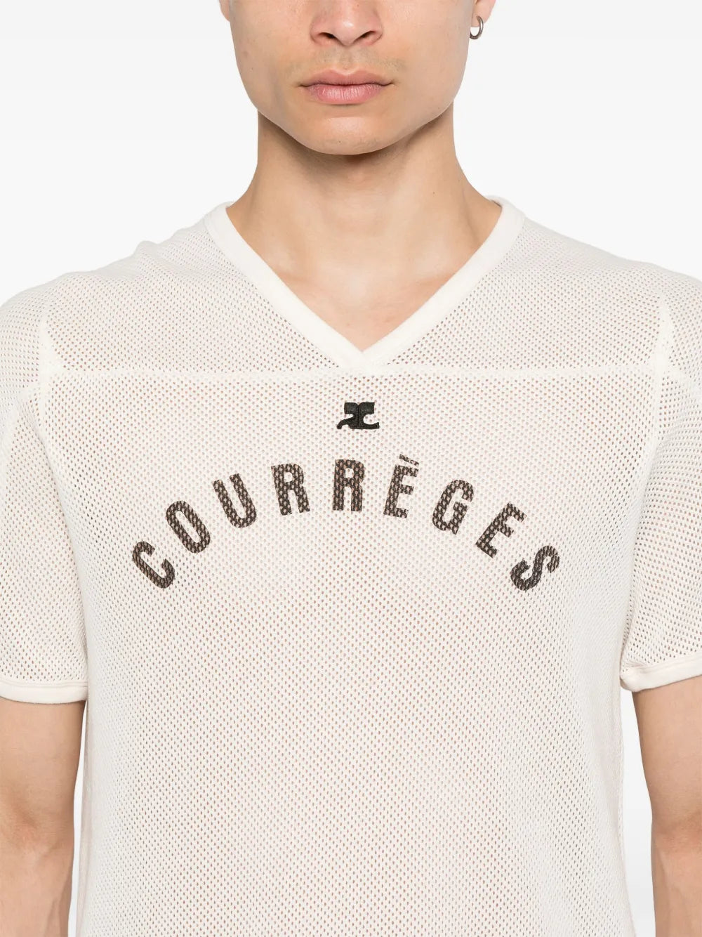 Camisetas T-shirt de Baseball em Malha Courrèges Bege Homme
