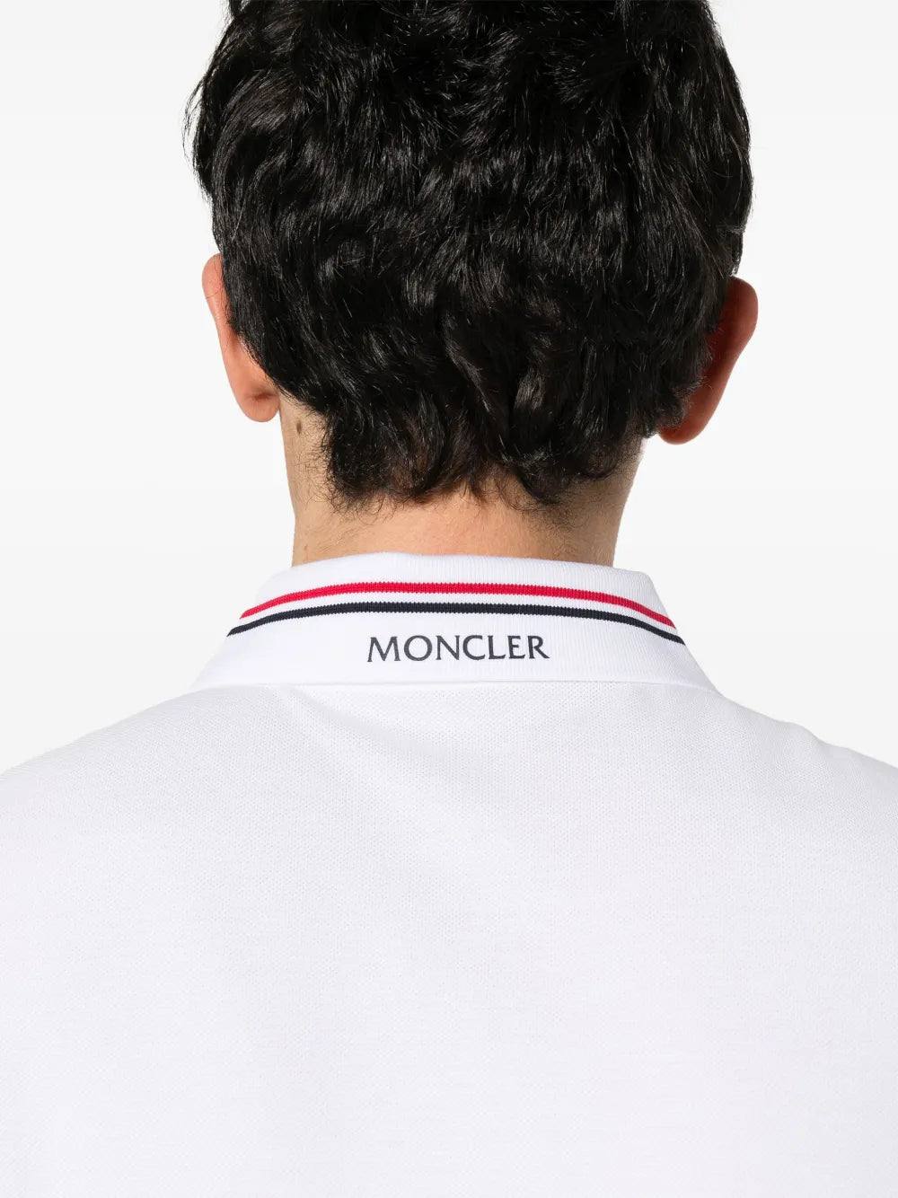 Polo Polo con Bordo Moncler Bianco Homme