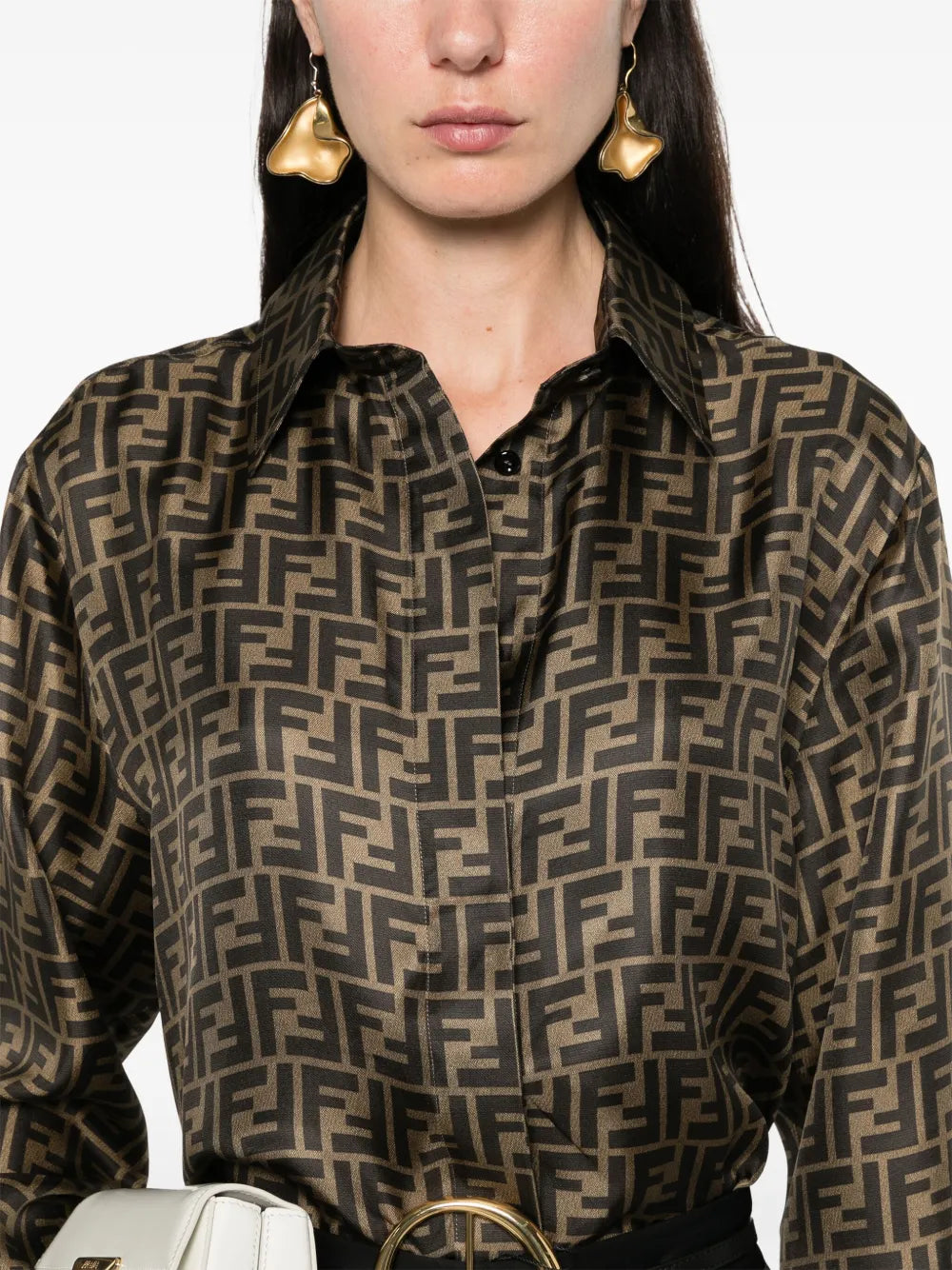 Shirts FF Brown Silk Shirt Fendi Brown Femme