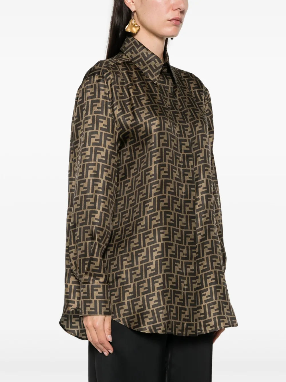 FF Brown Silk Shirt Fendi - Women – myCompañero