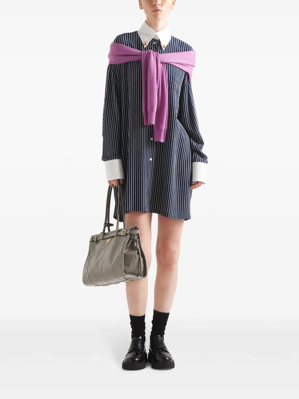 Shirts Oversized Striped Shirt Prada Dark blue Women