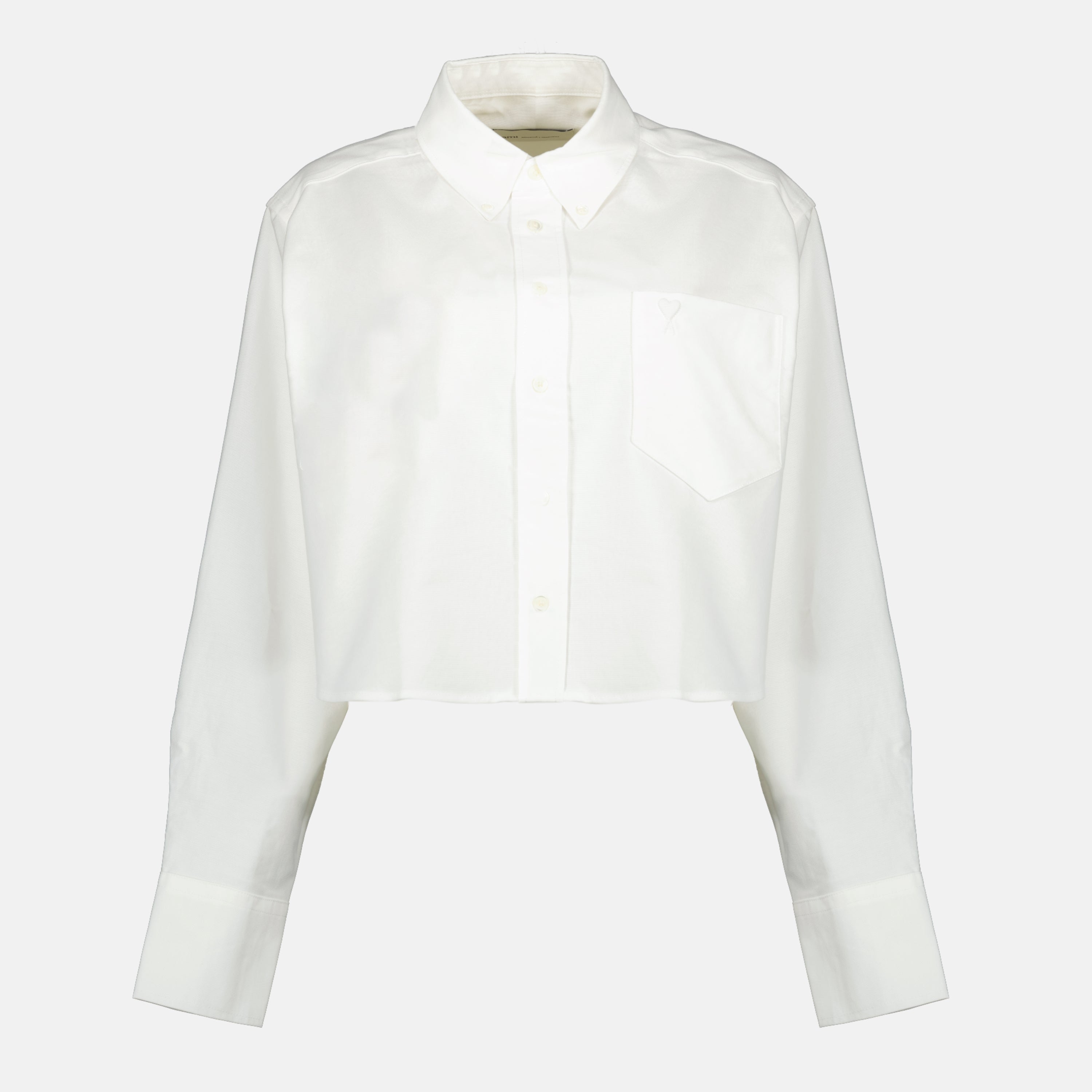 Image de l'article Chemise AMI de coeur crop blanche de la marque Ami PARIS pour Femme - Saison Printemps-Été 2026 - Vue de Face