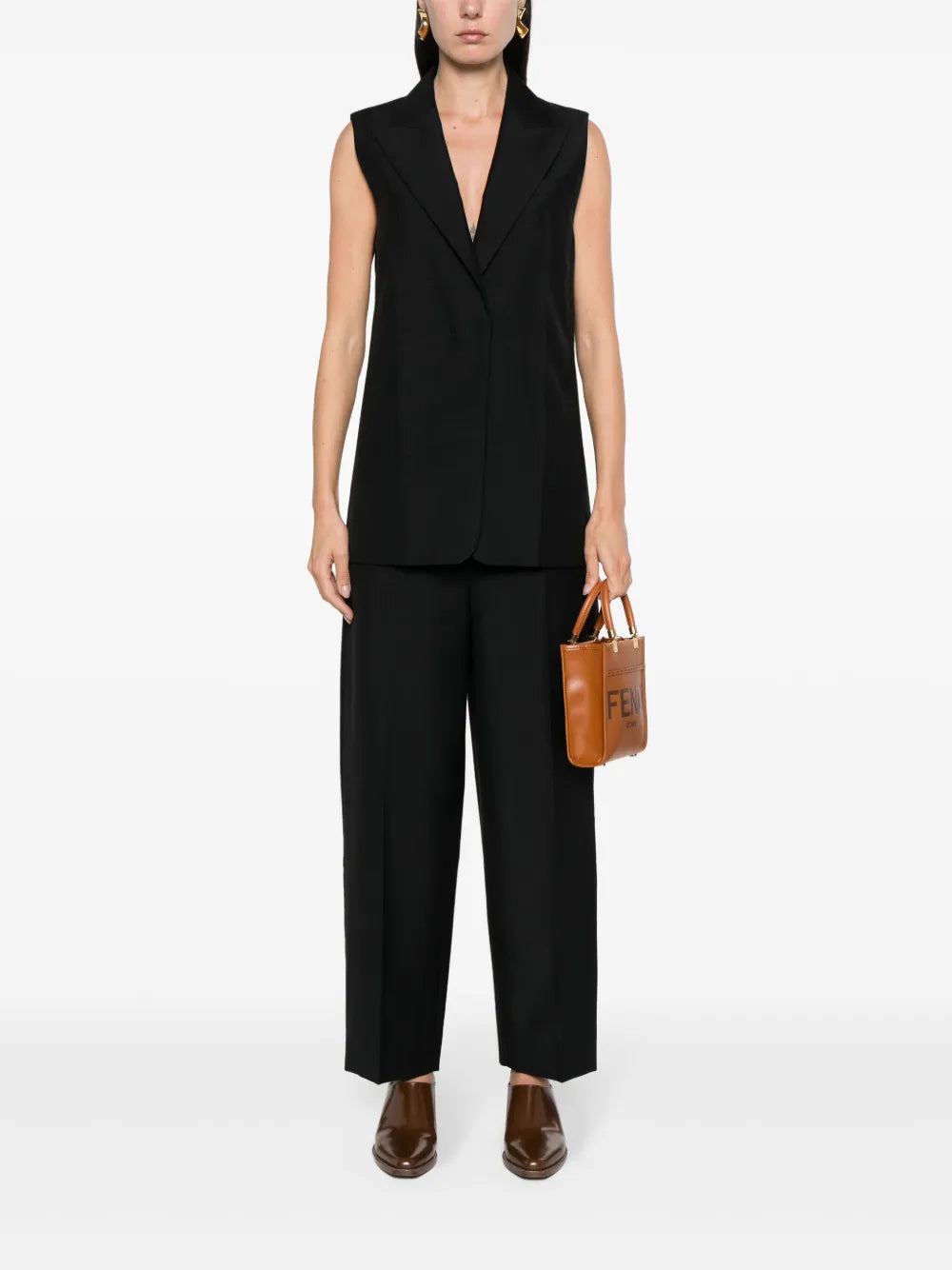 Jaquetas Blazer Sem Mangas Fendi Preto Femme