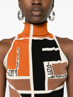 Tops Sleeveless Top in Lycra® Fendi Orange Femme