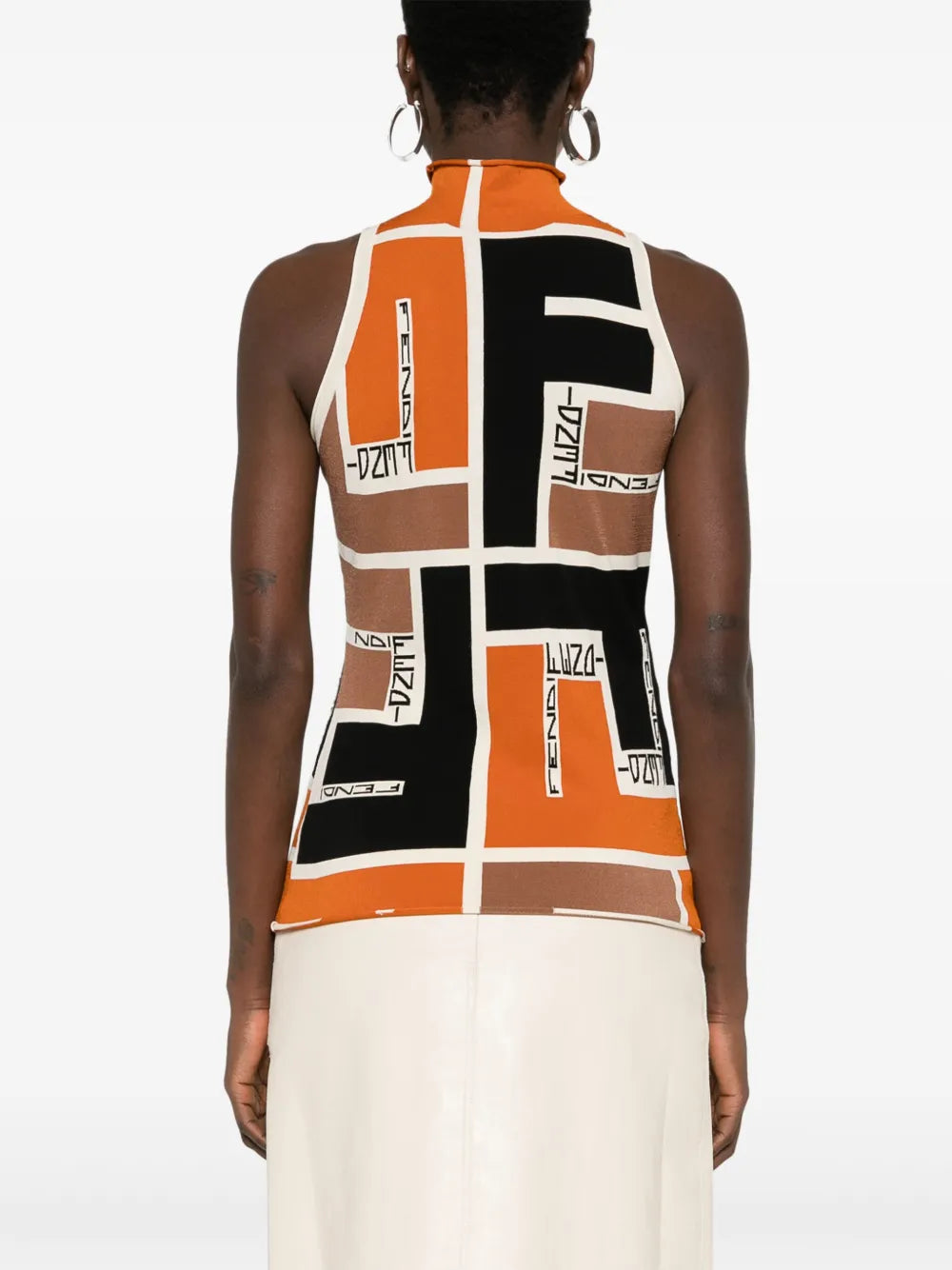 Tops Sleeveless Top in Lycra® Fendi Orange Femme