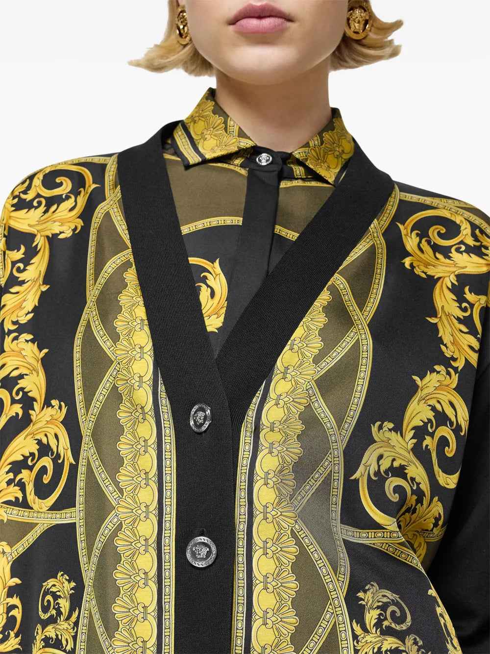 Malhas Cardigan Barocco Coupe des Dieux Versace Amarelo Femme