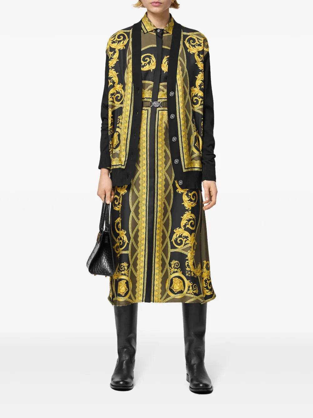 Malhas Cardigan Barocco Coupe des Dieux Versace Amarelo Femme