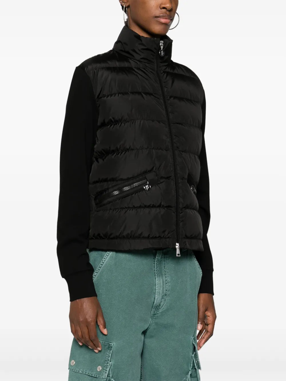 Jackets Two-tone quilted jacket Moncler Black Femme