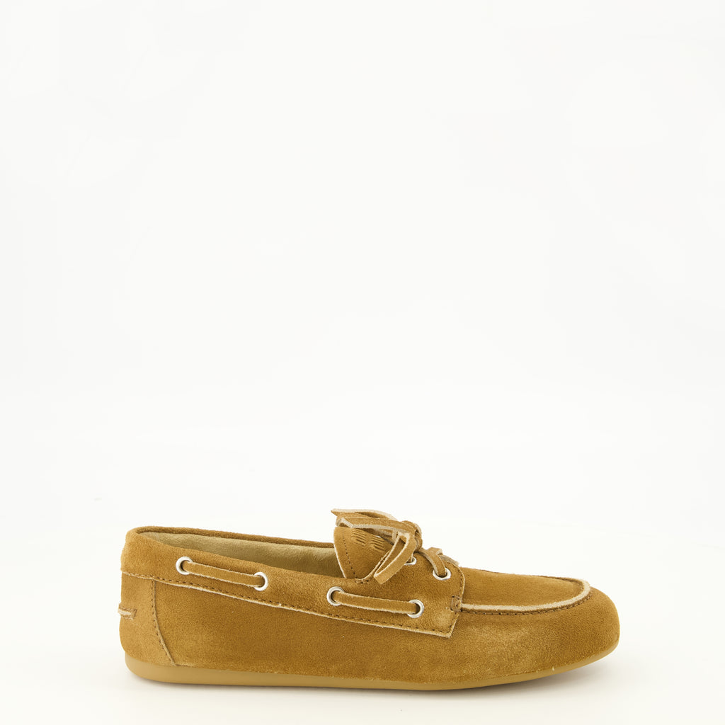 Mocassins Mocassins de Deck em Camurça Castanha Miu Miu Marron Femme