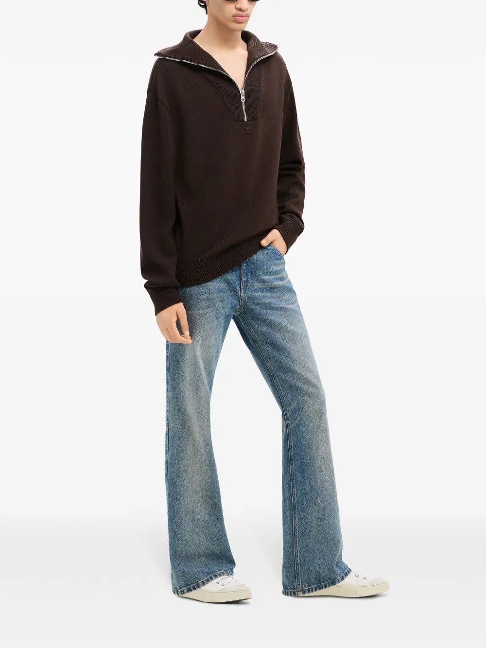 Maglieria Maglione con Collo Zip Courrèges Marrone Homme