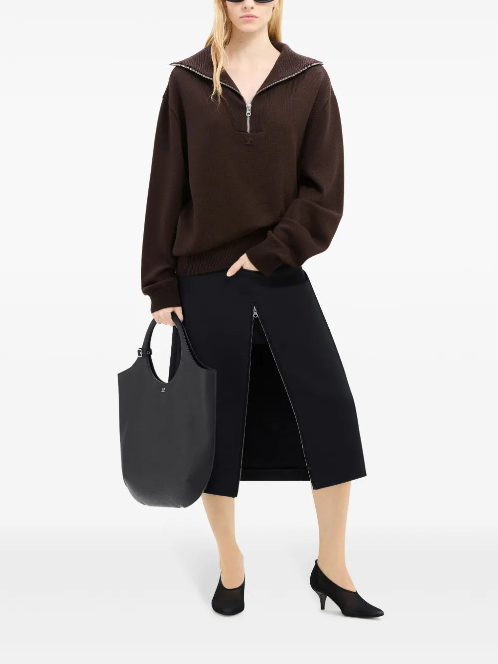 니트웨어 지퍼 넥 스웨터 Courrèges 갈색 Homme