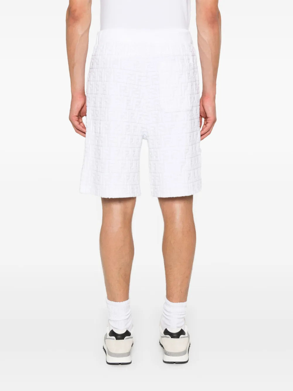 Shorts Short FF en coton éponge Fendi Blanc Homme