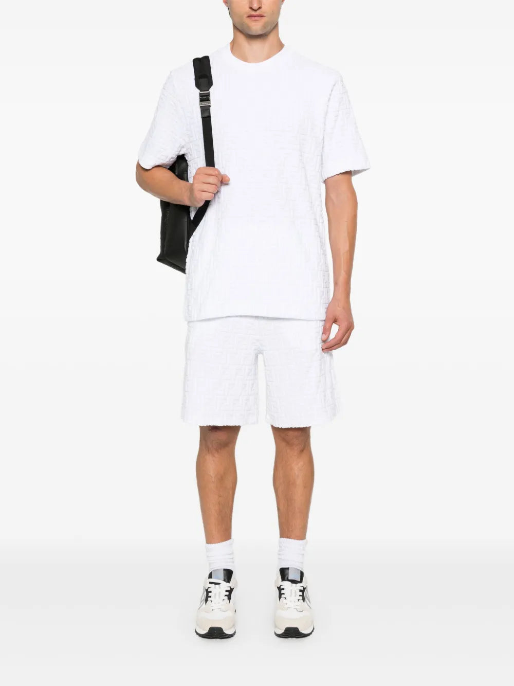 Shorts Short FF en coton éponge Fendi Blanc Homme