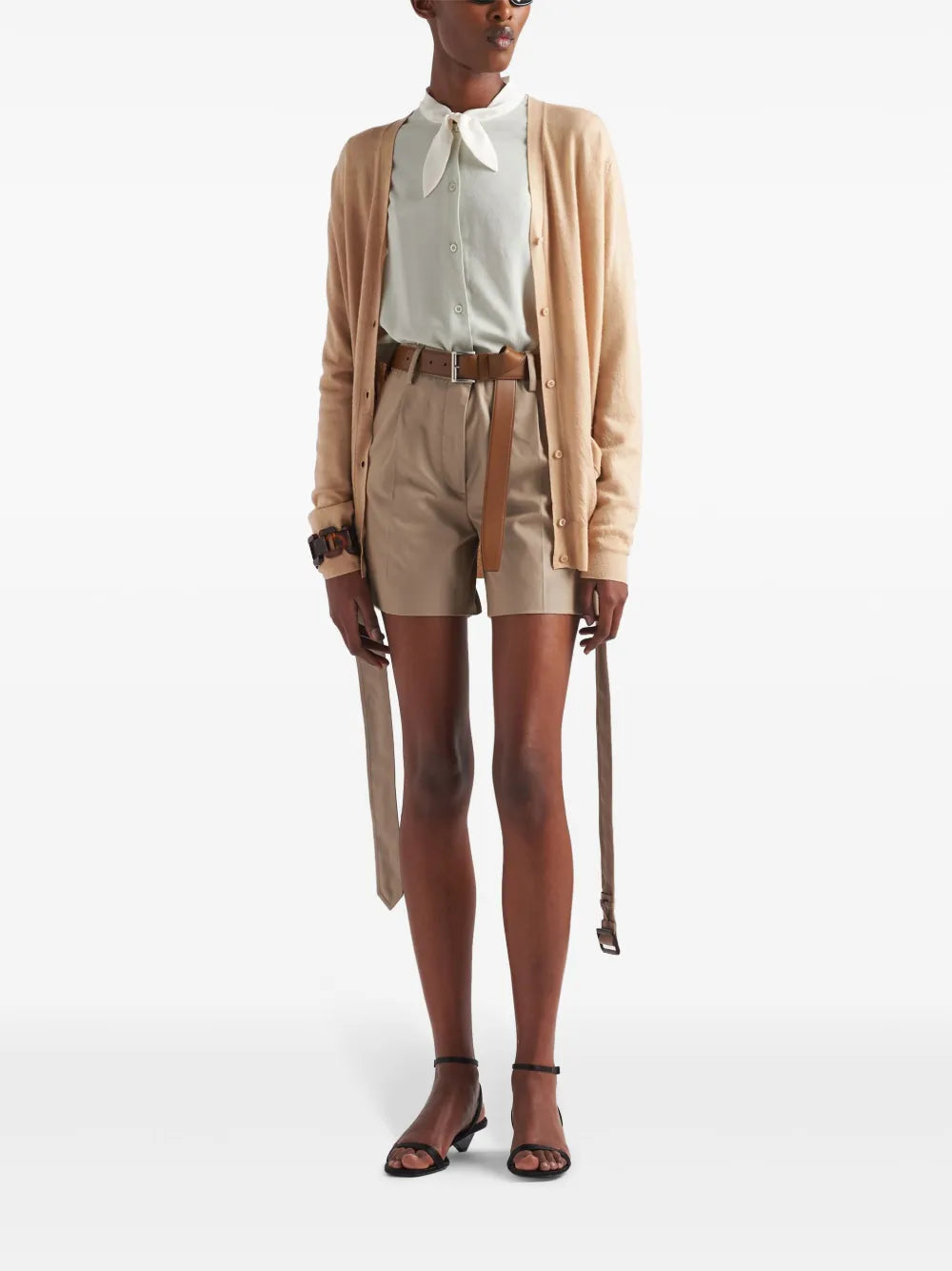 니트웨어 울 가디건 Prada 베이지 Femme