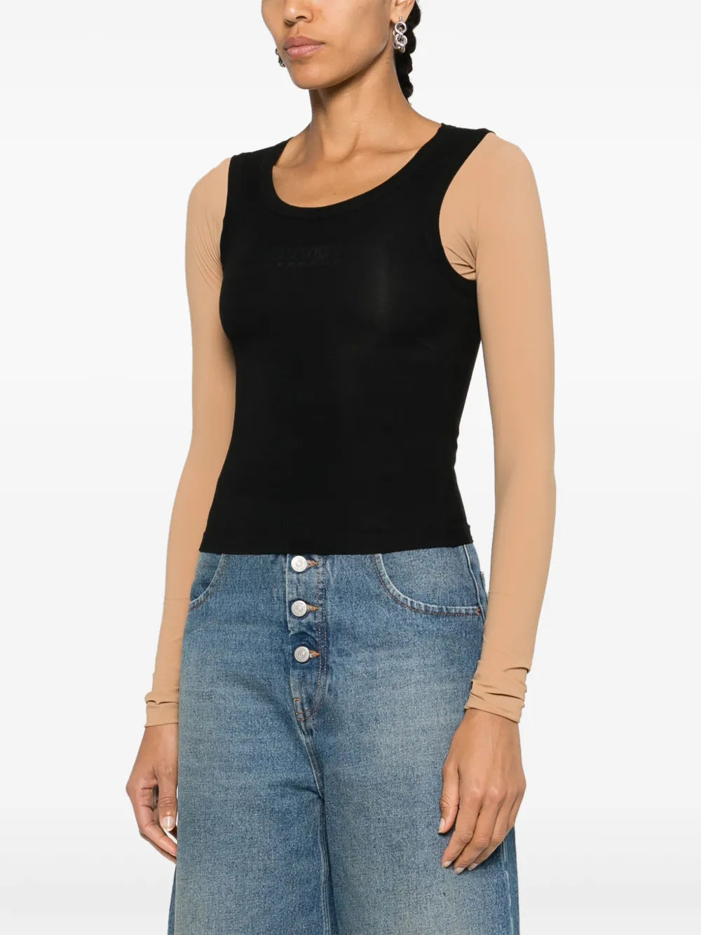 Tops Two-tone top Mm6 Black Femme