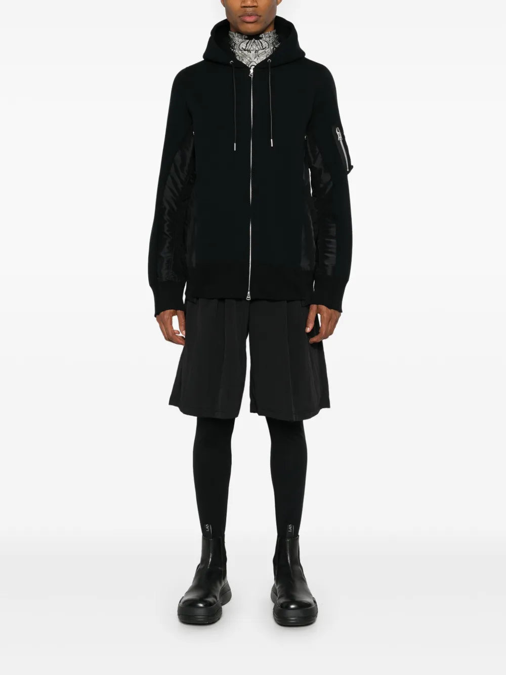 Sweatshirts Sweat zippée bi-matière Sacai Noir Homme
