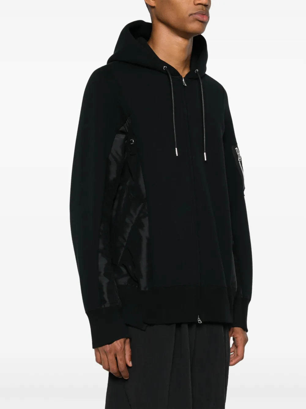 Sweatshirts Sweat zippée bi-matière Sacai Noir Homme