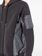 Sweatshirts Sweatshirt zippée en nylon et coton Sacai Gris Homme