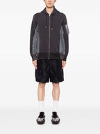 Sweatshirts Sweatshirt zippée en nylon et coton Sacai Gris Homme