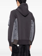 Sweatshirts Sweatshirt zippée en nylon et coton Sacai Gris Homme