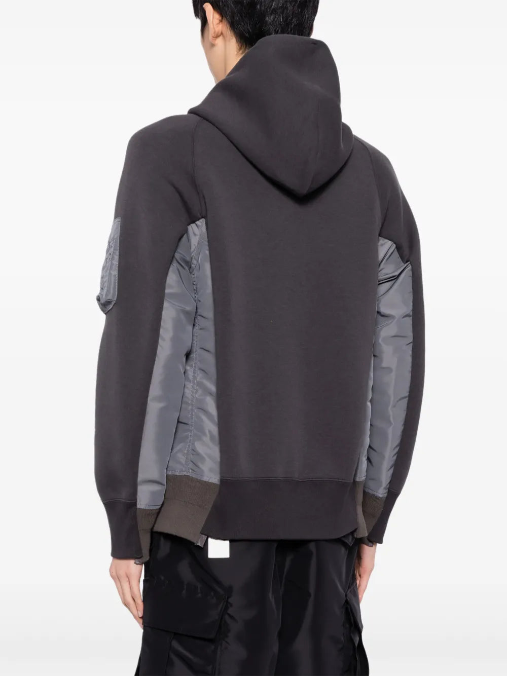 Sweatshirts Sweatshirt zippée en nylon et coton Sacai Gris Homme