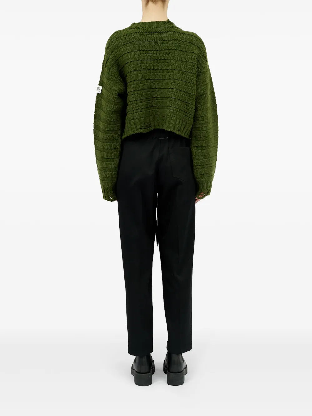 Knitwear Worn Effect Sweater Mm6 Khaki Femme