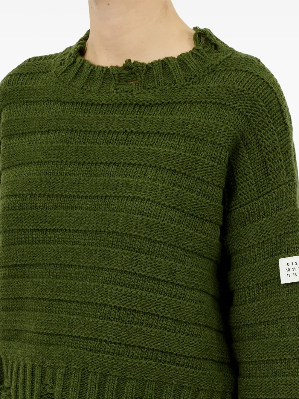 Knitwear Worn Effect Sweater Mm6 Khaki Femme