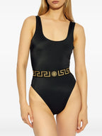 Moda mare Costume da Bagno Intero con Bordo Greca Versace Nero Femme