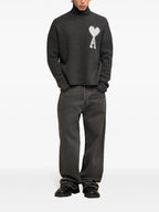 Knitwear AMI de Coeur Turtleneck Ami PARIS Gray Unisex