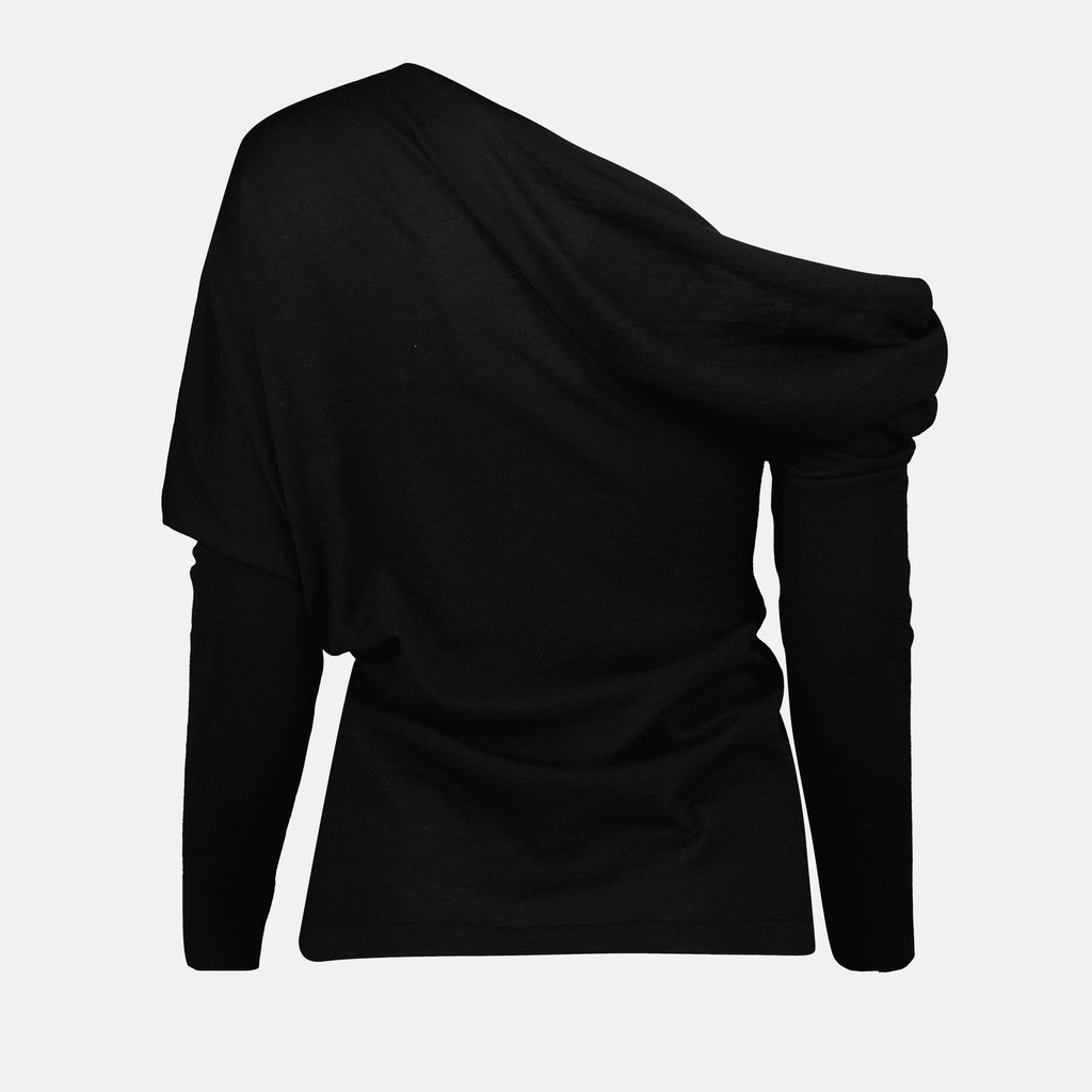 Maglieria Maglione in Lana con Collo Draped Moschino Nero Femme
