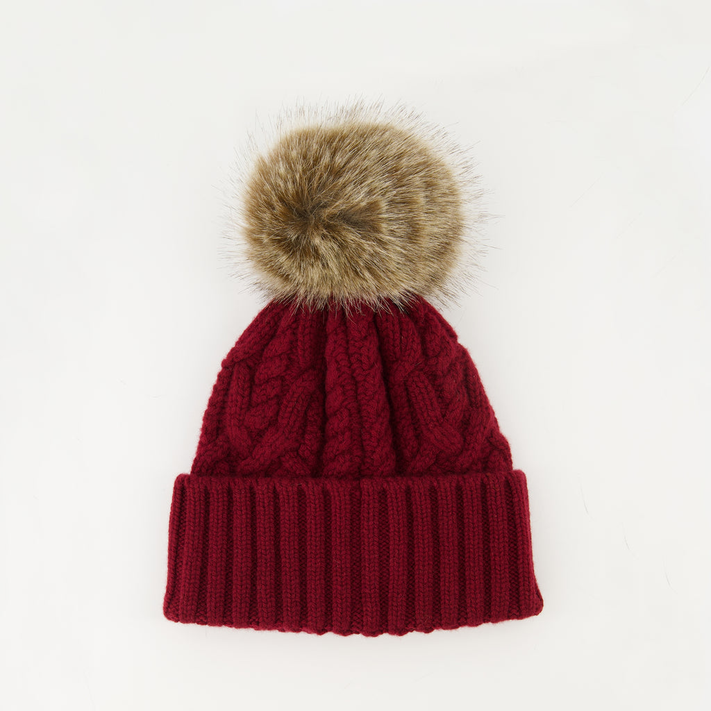 Image of the Moncler Women's Cashmere Beanie with Pom-Pom - Fall-Winter 2025 - Back View