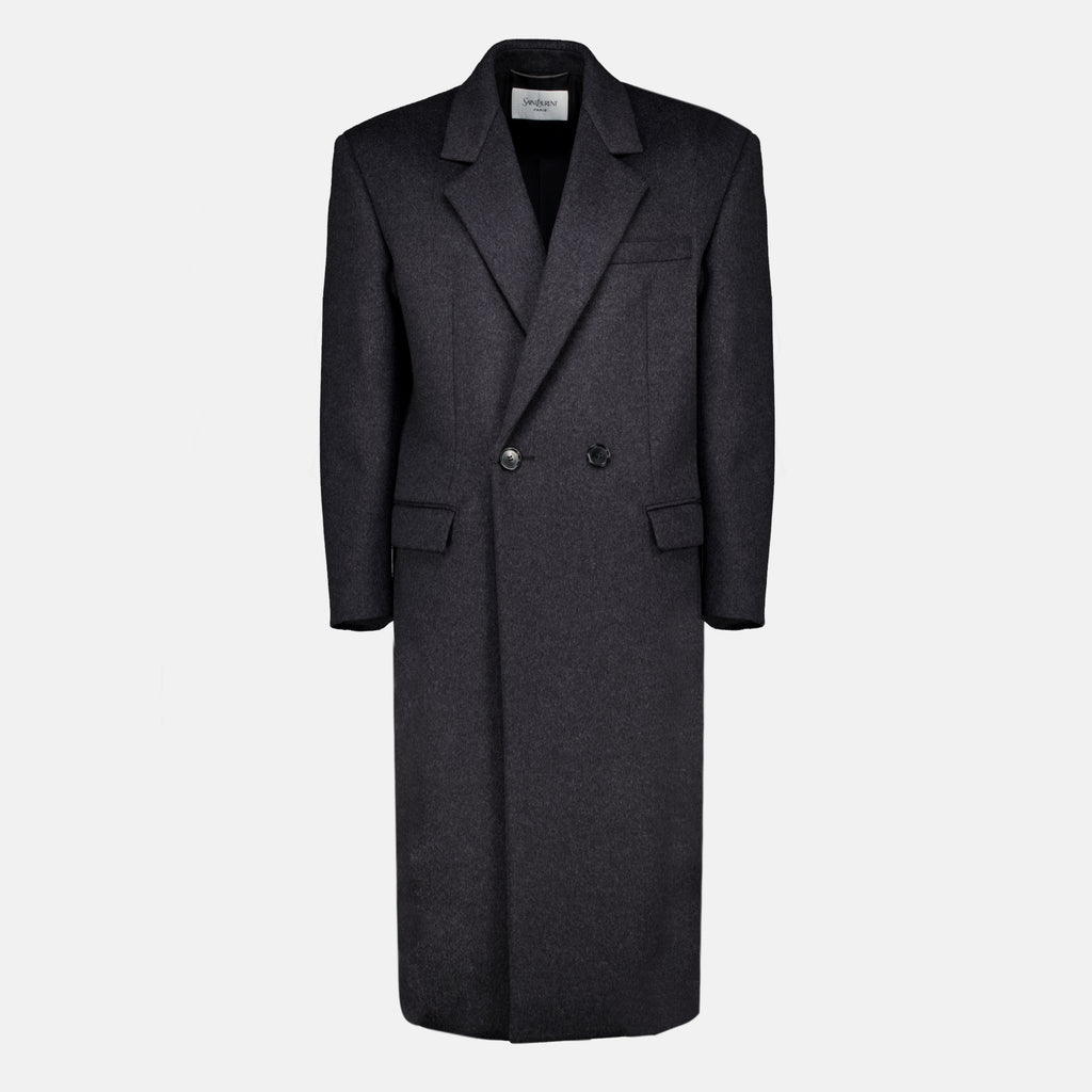 Manteaux Manteau gris en laine Saint Laurent Gris Homme