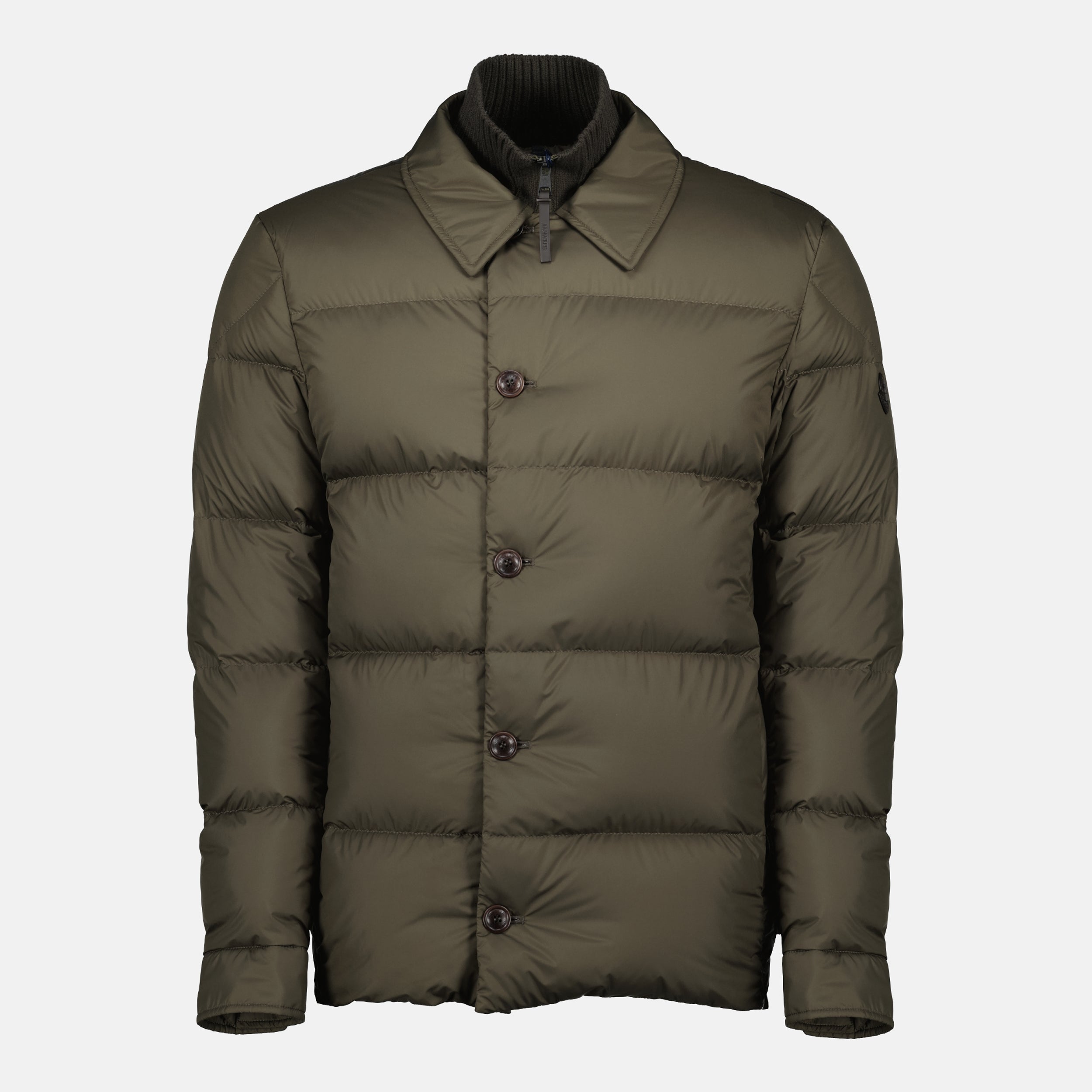 Image of the Moncler Men's Pres khaki shirt-jacket - Autumn-Winter 2025 - Front View
