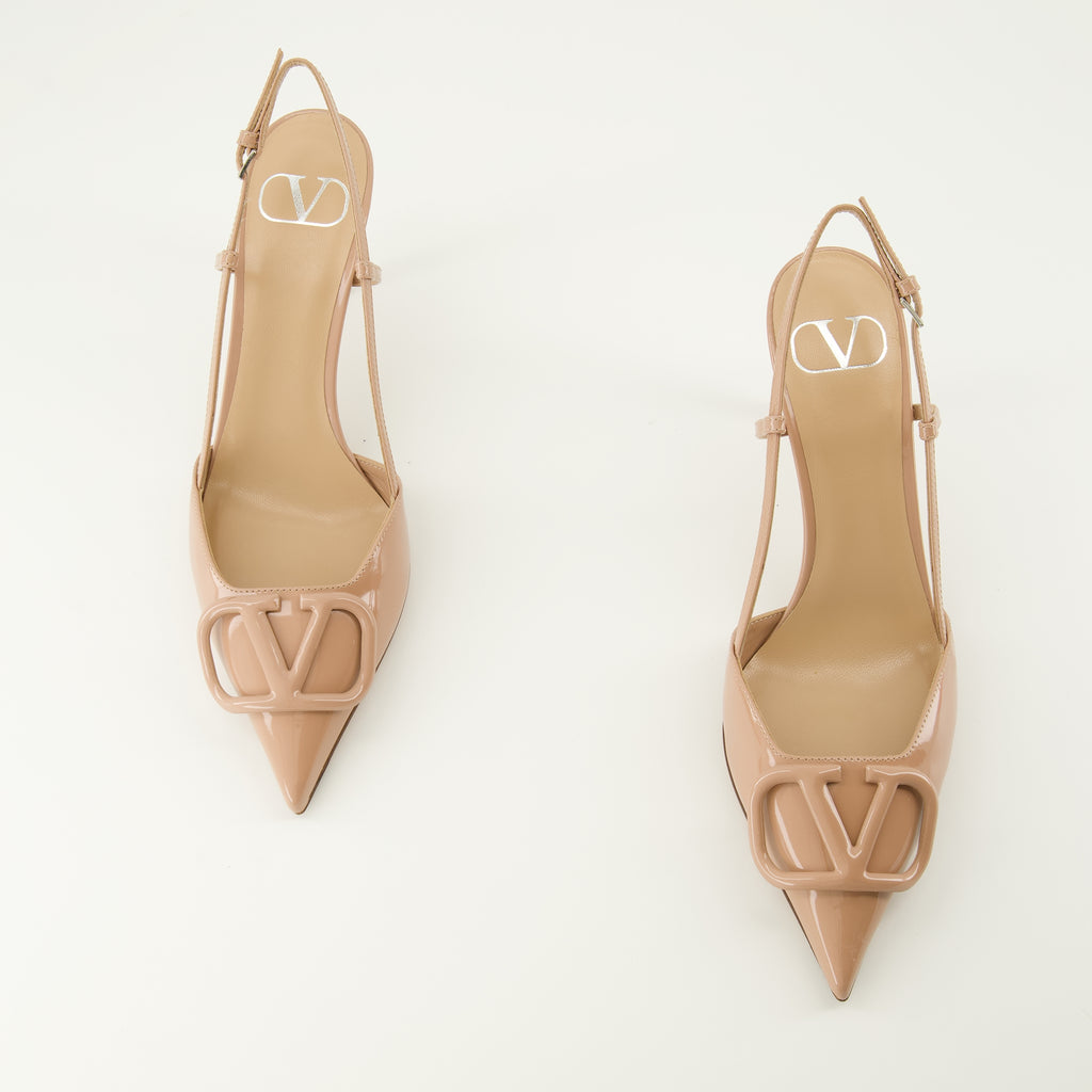 Imagen del artículo Zapatos de tacón VLogo de charol rosa de la marca Valentino Garavani para mujer - Temporada Primavera-Verano 2026 - Vista de cima do par de sapatos