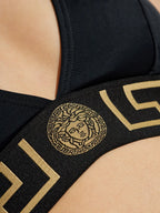 Beachwear Haut de maillot Bordure Greca Versace Noir Femme