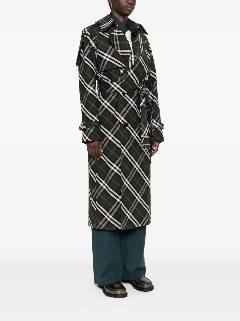 Mäntel Karierter Trenchcoat Burberry Grau Femme