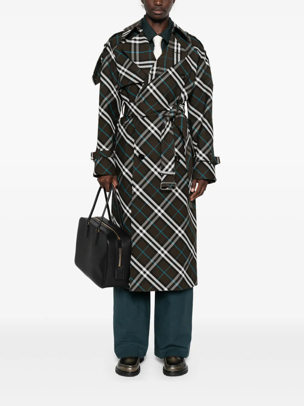 Abrigos Abrigo Trench de Cuadros Burberry Gris Femme