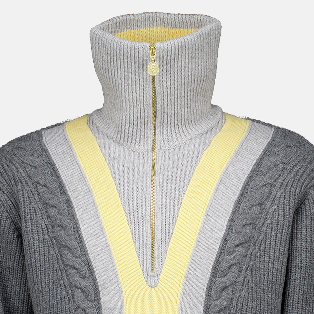 Maille Pull Trucker demi-zip Drole De Monsieur Gris Homme